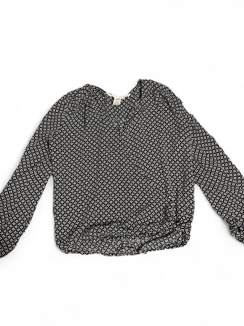 Max Studio Black White Long Sleeve Blouse Size S